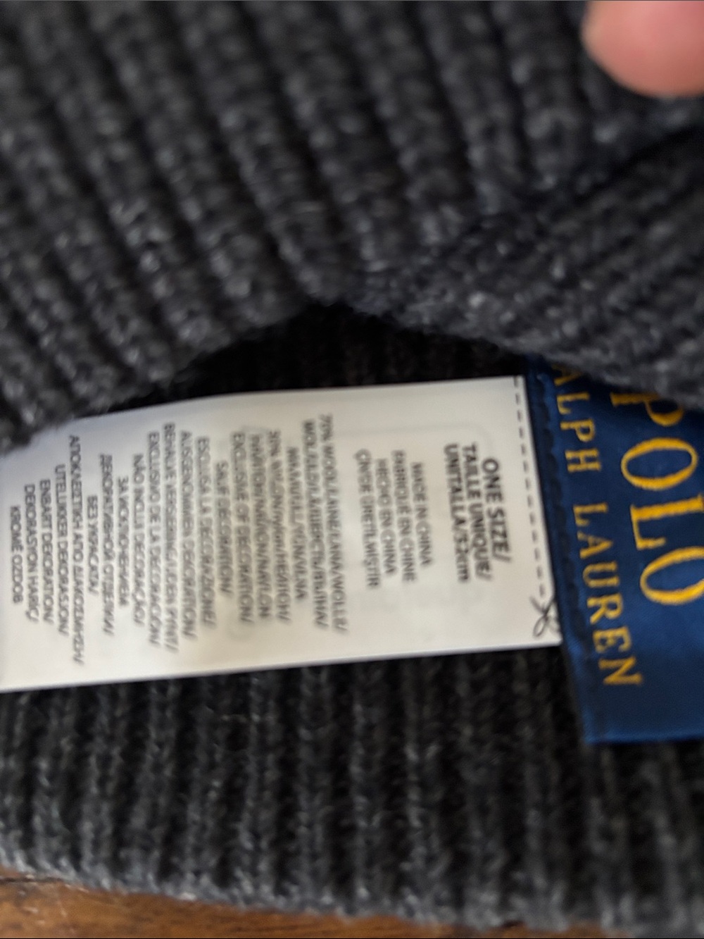 Polo by Ralph Lauren Charcoal Ribbed Knit Beanie with Embroidered Pony NWT - Picture 5 of 6